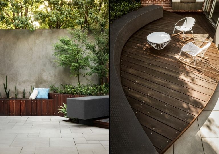 Scaune moderne în grădină cu o formă neregulată Scaun-în-grădină-cu-perete-bancă-de-grădină-modern