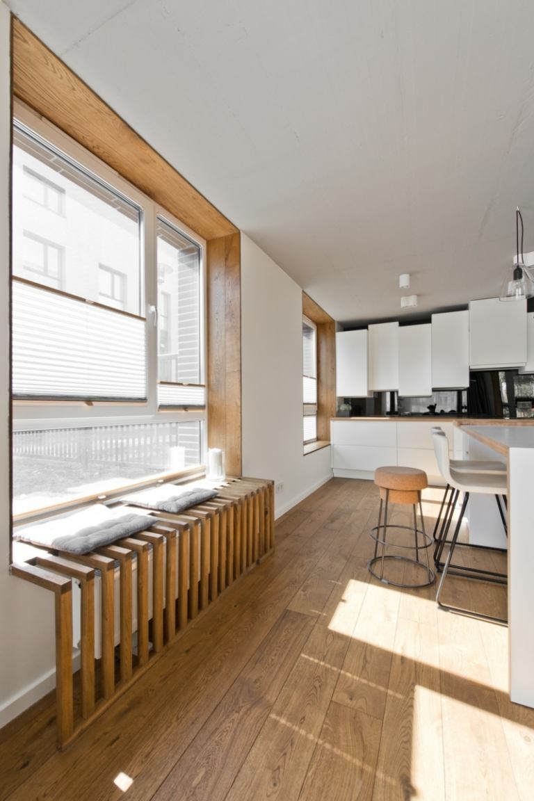 Stil modern în bucătărie Stil scandinav gri zonă de relaxare fereastră bucătărie taburet bar accente din lemn