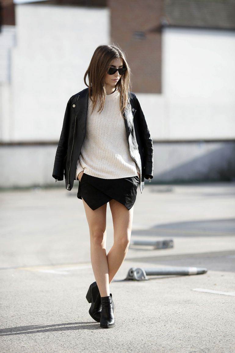 Skort combină botine tricotate toamnă botine idei de ținute pentru părul brun