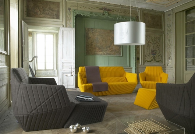 set canapea mobilier gri galben design clasic modern Set canapea mobilier idei moderne de design clasic