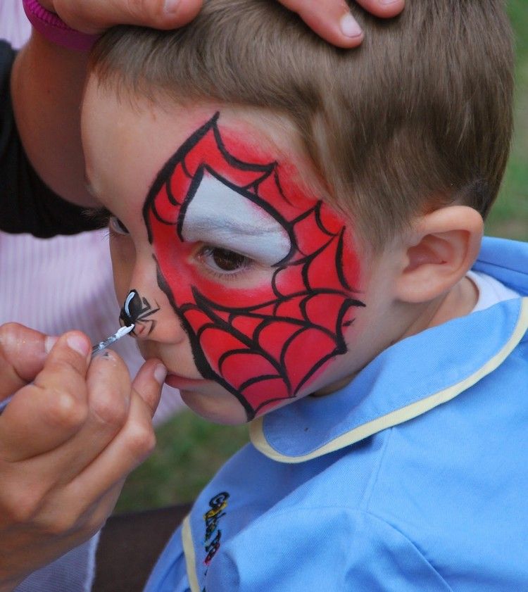 instrucțiuni pictură față spiderman păianjen vopsea nas