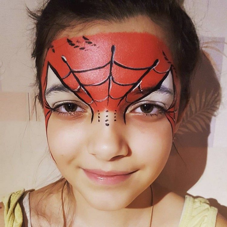spiderman face pictura pe frunte ochi