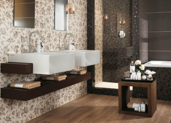 Model de tapet design baie Design de baie cu model de gresie