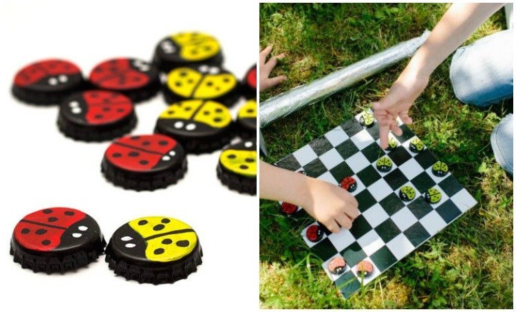 Asigurați-vă jocul de damă pentru dvs. - instrucțiuni jocuri-face-it-yourself-copii-doamna-buburuză-capac sticle