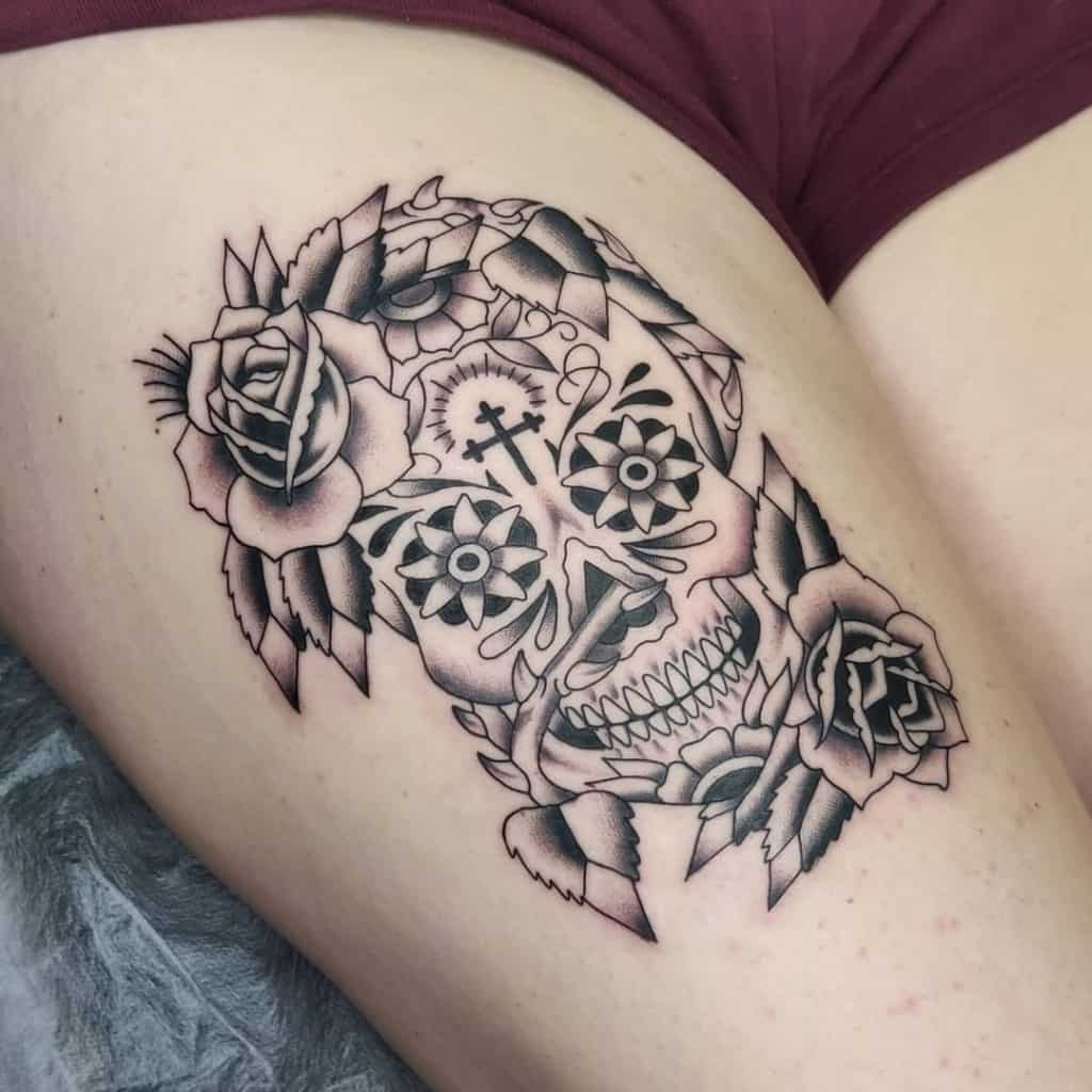 Tatuagens de caveira de açúcar, tatuagem salva, 8