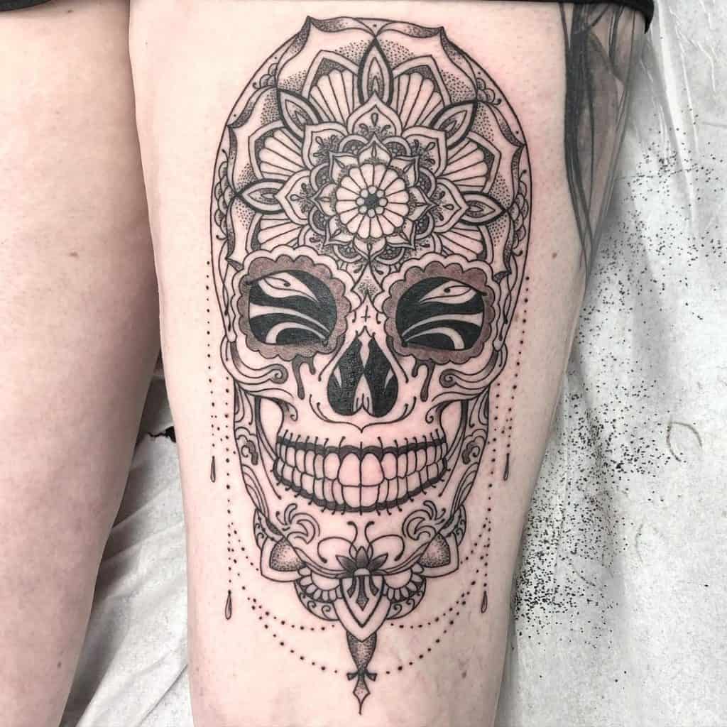 Tatuagens de caveira de açúcar, tatuagem salva, 11