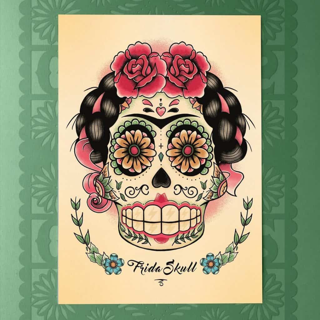 Tatuagens de caveira de açúcar, tatuagem salva, 14