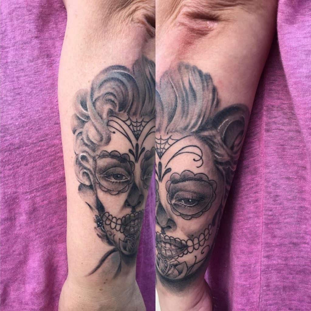 Tatuagens de caveira de açúcar, tatuagem salva, 15