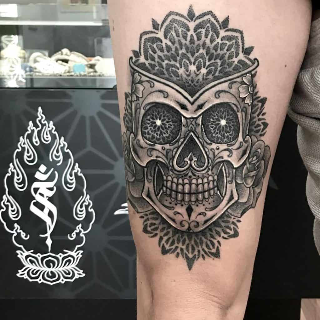 Tatuagens de caveira de açúcar, tatuagem salva, 18