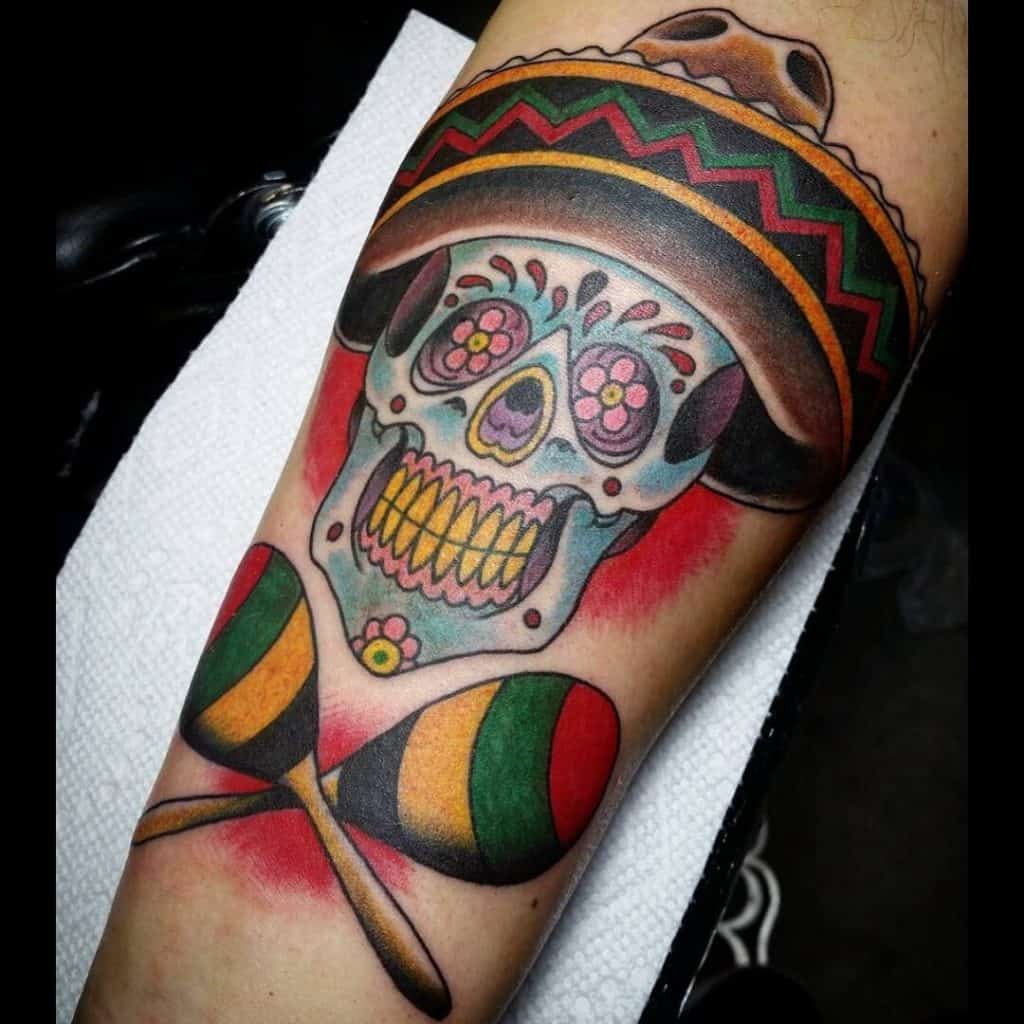 Tatuagens de caveira de açúcar, tatuagem salva, 23
