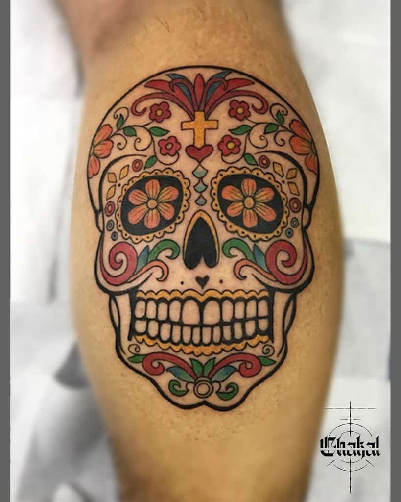 Tatuagens de caveira de açúcar, tatuagem salva, 1