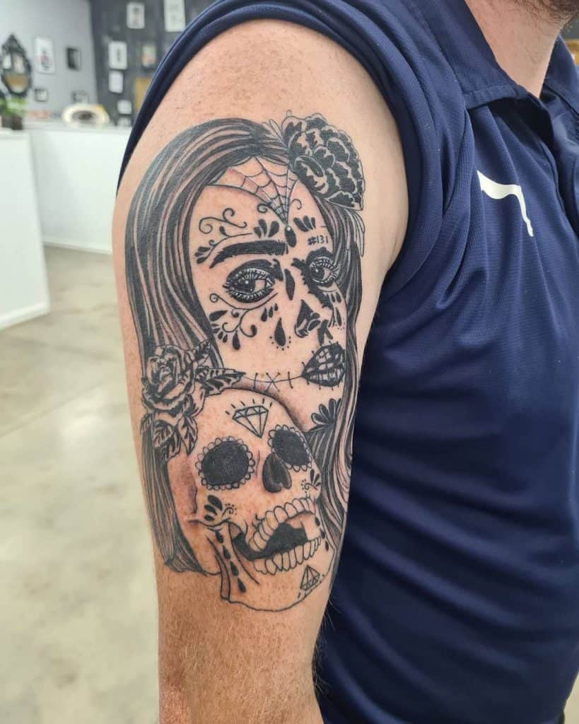 Tatuagens de caveira de açúcar, tatuagem salva, 3