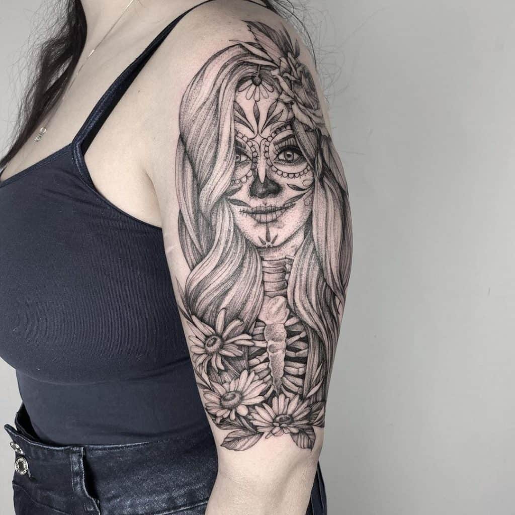 Tatuagens de caveira de açúcar, tatuagem salva, 6