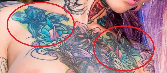 sydnee poročna tetovaža hibiskusa na prsima