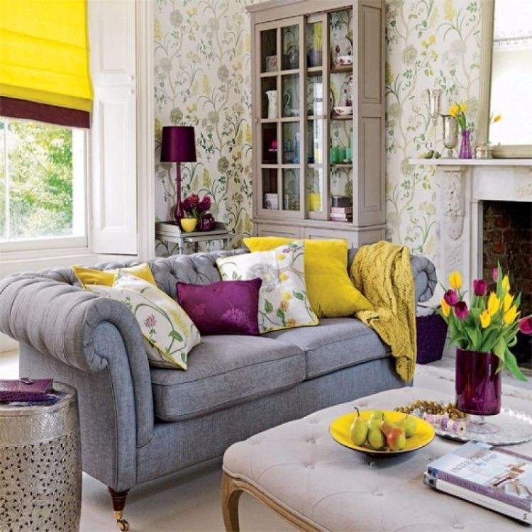 imagini de fundal-living-idei-perete-exemple-design-gri-galben-model-floral