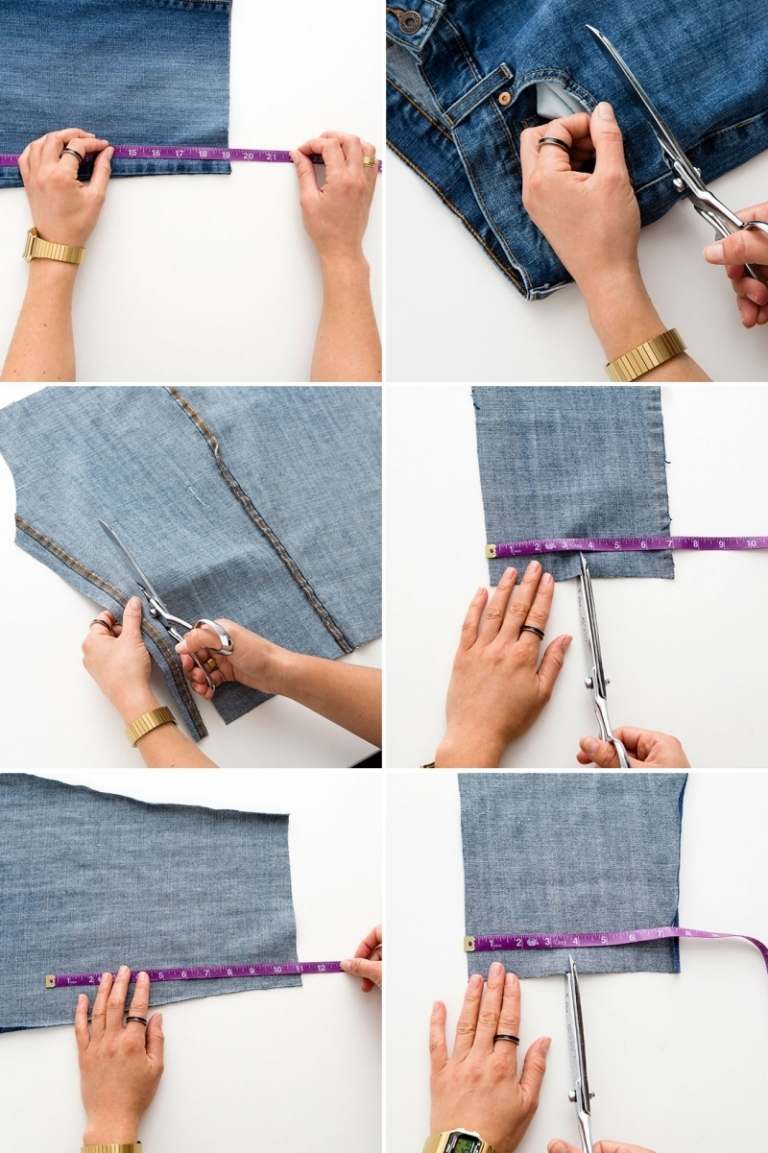 Tăiați colțurile și fundul sacului din denim blugi-vârstă-de-buzunar-aproape-de-instrucțiuni-tăiere-pe-colț
