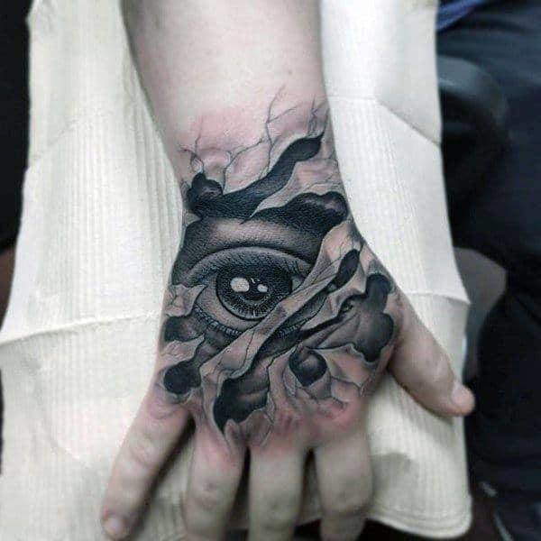 Tetovaža očiju pri ruci za muškarce