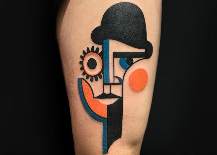 Tendințe tatuaje 2019 Cubism Blackout Leg Picasso