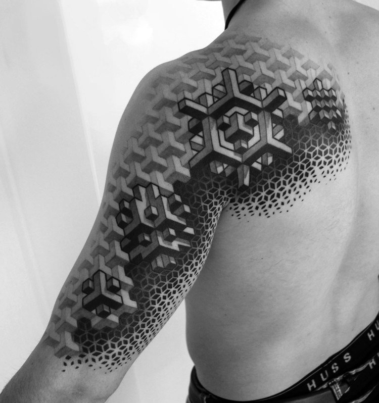 Tendințe tatuaje Forme geometrice 3D Umbre negre gri