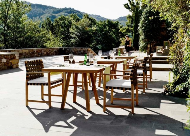 idei de mobilier modern spătar țesut din lemn de tec