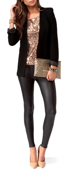 tinuta argintie tinuta casual jambiere din piele blazer sclipici bluza clutch tinuta argintie 2013 tinuta casual jambiere piele bluzer sclipici bluza clutch