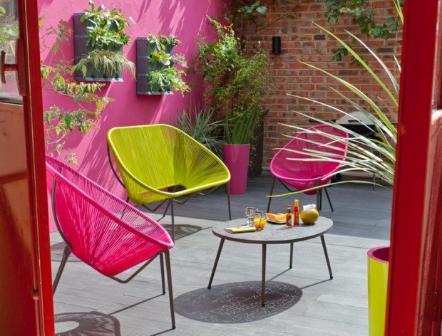 răcoros mobilier de balcon colorat scaune de masă mici țesute din metal Mobilier de balcon scaune de masă mici țesute din metal producător francez