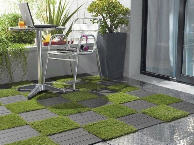 Masă de pardoseală din iarbă artificială laptop laptop soare de vară Masă de podea cu balcon laptop plante de soare de vară