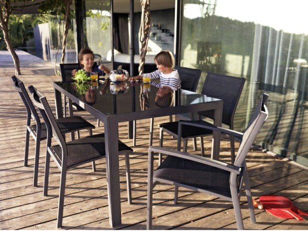 masa lunga mobilier de gradina alege mobilier din lemn din metal Mobilierul de grădină alege o zonă de luat masa din sticlă metalică