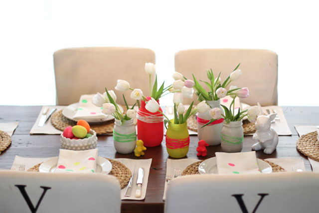 decorarea mesei de Paști însuți face vaze ochelari vopsea lalele decoratiuni de masa pentru idei de Paste 7 fac vaze ochelari vopsea lalele