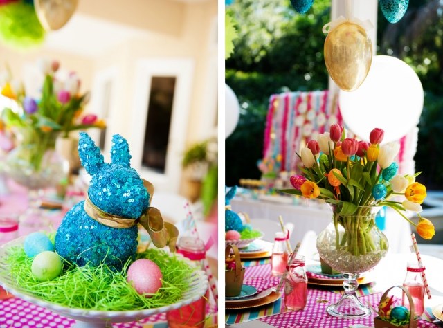decorare colorată idei de masă de Paște faceți-vă figurine de iepure lalele idei colorate de masă de Paște te fac iepure figurine lalele