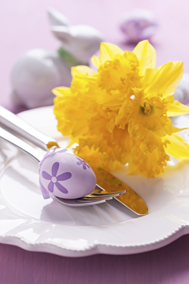 idei de decorare masa decorare farfurie narcise ou de violet pasca decorare de masă ouă de Paște violet narcise decorare placă
