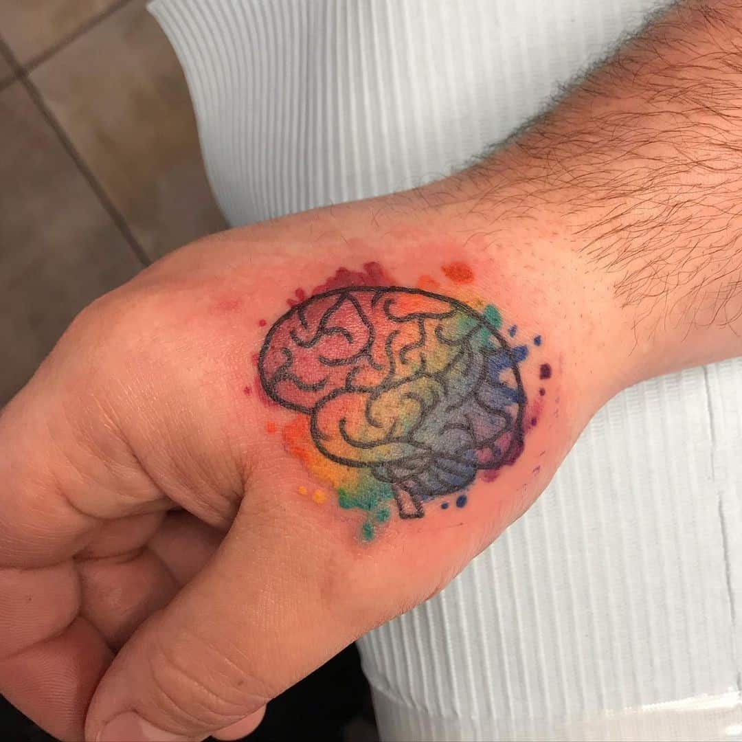 Spalvinga autizmo tatuiruotės idėja „Brain Inspo“