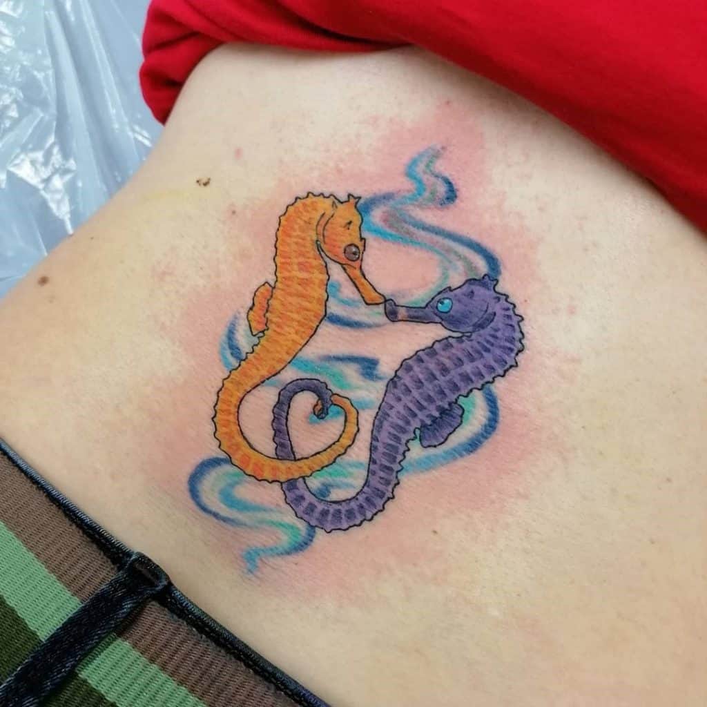 Tatouage Couple Hippocampe Dos