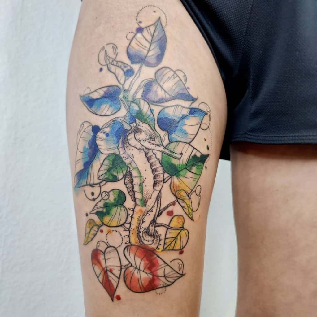 Lumineux & Images colorées de tatouage d'hippocampe