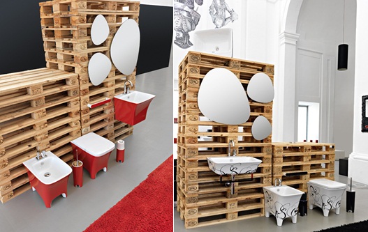 mobilier modern de baie-culoare roșie motive moderne de decorare mobilier baie
