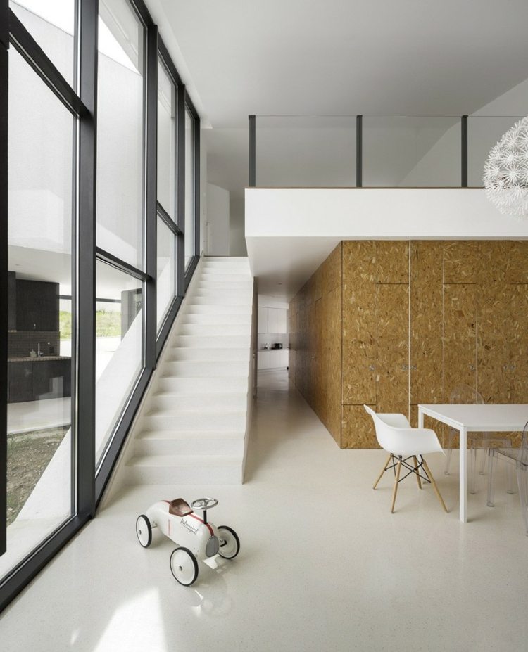 scări profil minimalist placaj perete fereastră cadru profil negru