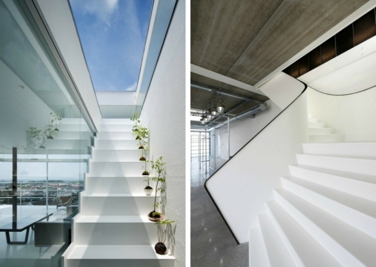 scara in stil minimalist apartamente albe ideea amenajarii