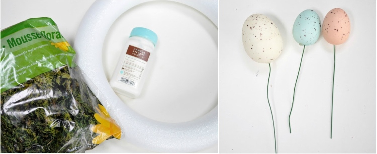 coroană ușă Paște coroană din polistirol instrucțiuni de bricolaj materiale mușchi