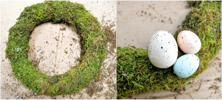 coroană de ușă Paștă coroană de polistiren spumant tinker mușchi decorează ouăle mici de Paște