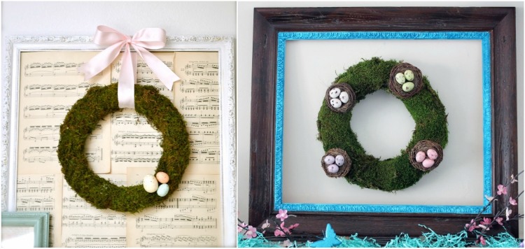 ușă coroană de Paști coroană de polistiren instrucțiuni tinker instrucțiuni mușchi ouă de Paști decora