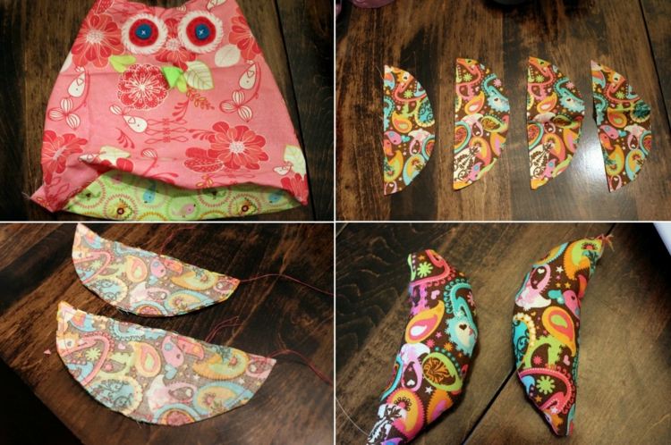 Coaseți aripile și echipați-le cu material de umplere dop-ușă-coase-aripă-reciclare-resturi-pasăre-bufniță-amuzant