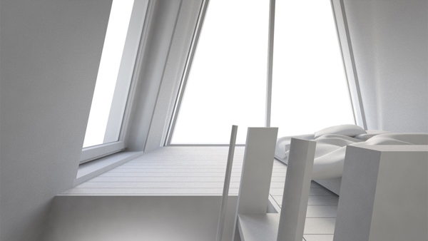 Arhitecții găzduiesc un aspect minimalist al spațiului de locuit 3d Arhitecții găzduiesc un design minimalist 3D al camerei de zi, design interior purist modern