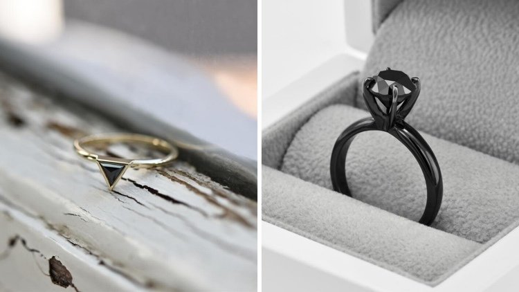 inel de aur cu diamant negru sau tot negru