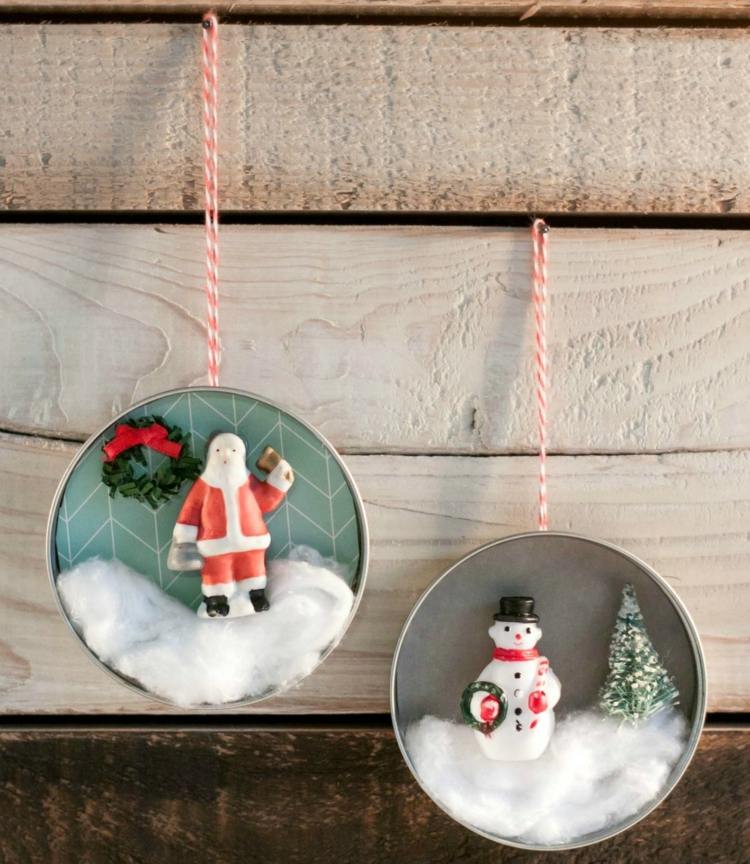 Pandantiv ca idee pentru un upcycling pentru Crăciun cu capace și figuri de Crăciun