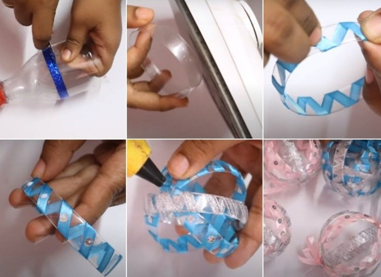 Realizați-vă propriile bile de brad din plastic - inele tăiate din sticle PET