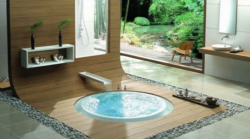 jacuzzi modern cu design din lemn
