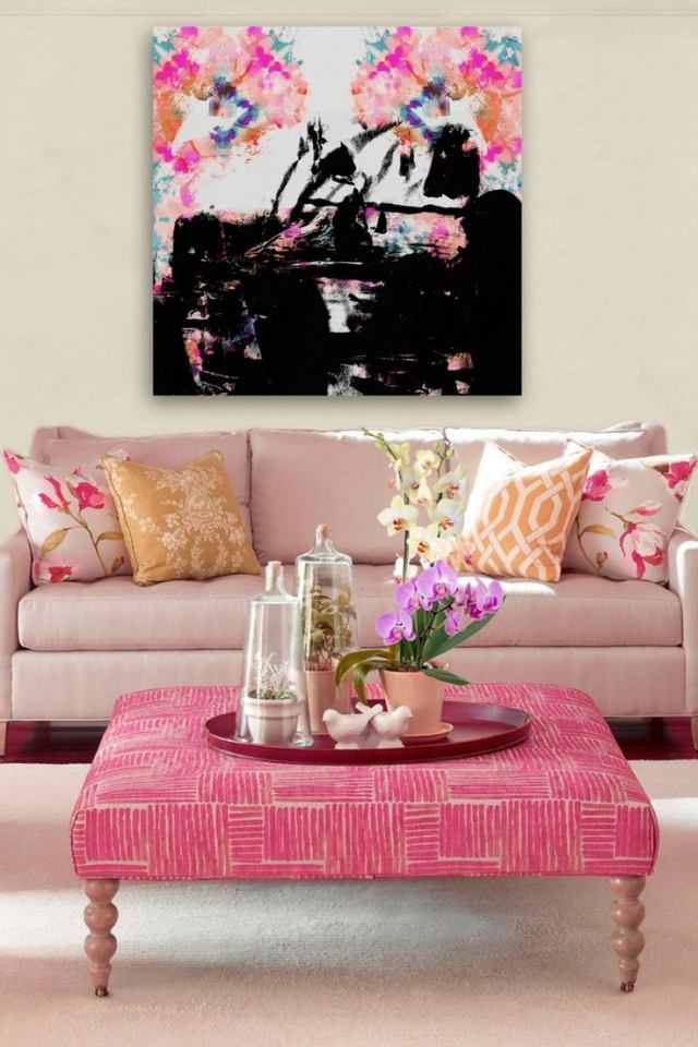 Idee ieftină și drăguță pentru decorarea pereților în sufragerie decorare perete idee living camera panza tesatura panza abstract