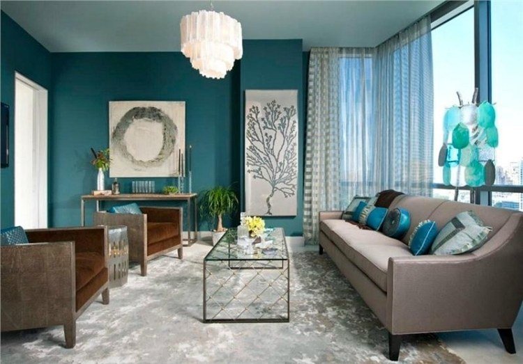 mobilier tapițat maro și decorațiuni de perete albe perete-culoare-benzină-verde-sufragerie-maro-mobilier-tapițat-decorațiuni-albe
