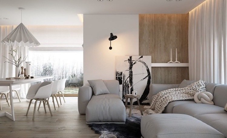 lumină caldă în livingul modern