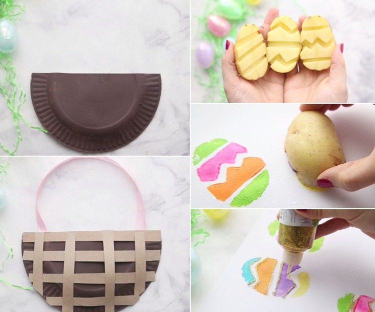 Artizanat de Paști pentru copii de la 3 ani cu cartofi ca ștampilă pentru ouăle de Paște